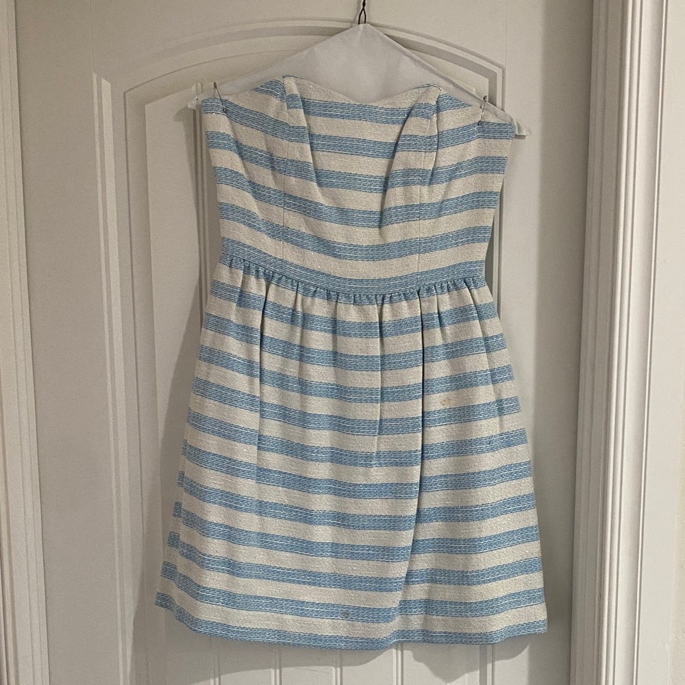 Lilly Pulitzer Strapless Dress in Blue and White